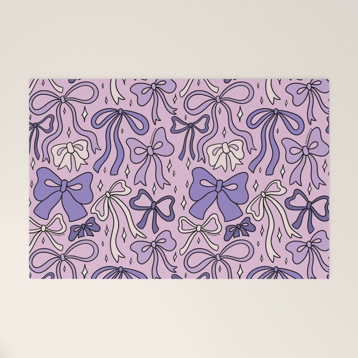 Purple Bow Print Welcome Mat Gallery Image 1