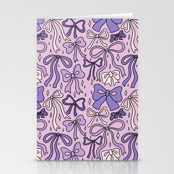 Purple Bow Print Stationery Card Gallery Image 2