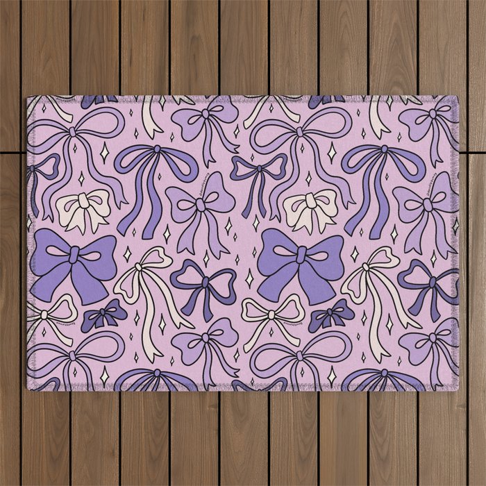 Purple Bow Print Outdoor Rug Gallery Image 1