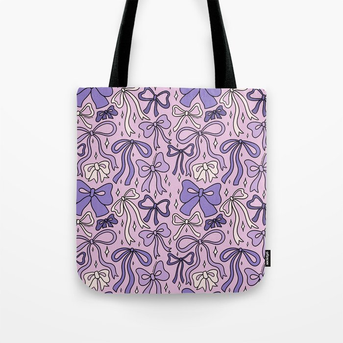 Purple Bow Print Tote Bag Gallery Image 1