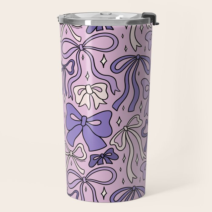 Purple Bow Print Travel Mug Gallery Image 2