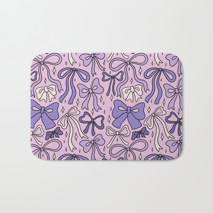 Purple Bow Print Bath Mat Gallery Image 1