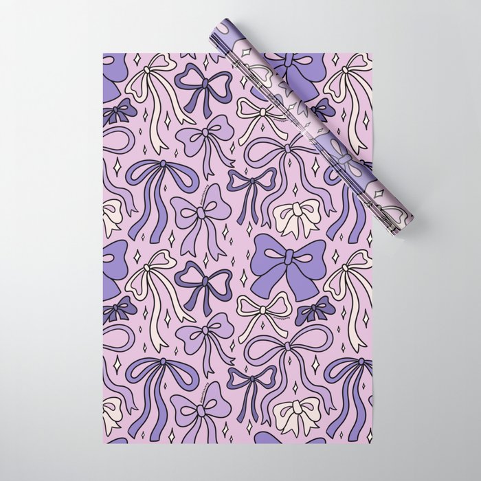 Purple Bow Print Wrapping Paper Gallery Image 1