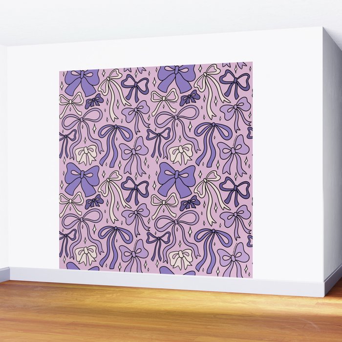 Purple Bow Print Wall Mural Gallery Image 2