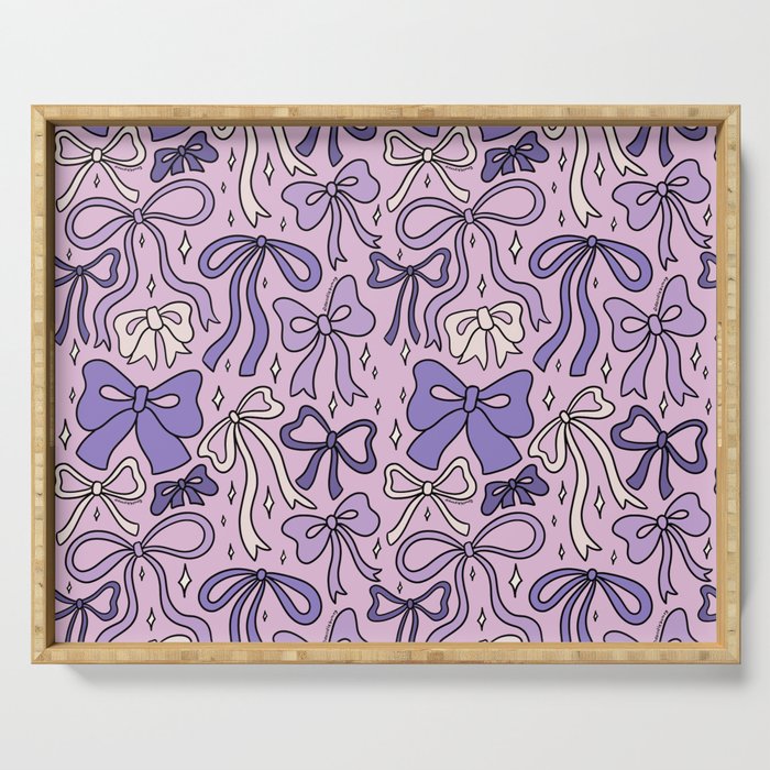 Purple Bow Print Serving Tray Gallery Image 1
