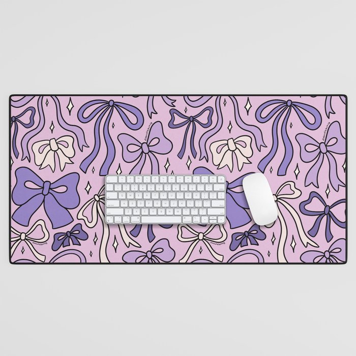 Purple Bow Print Desk Mat Gallery Image 1
