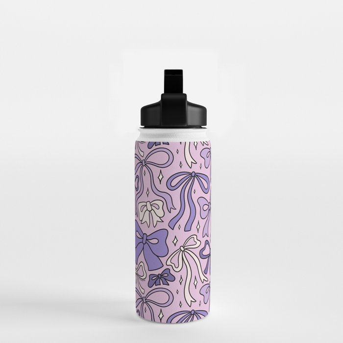 Purple Bow Print Water Bottle Gallery Image 2