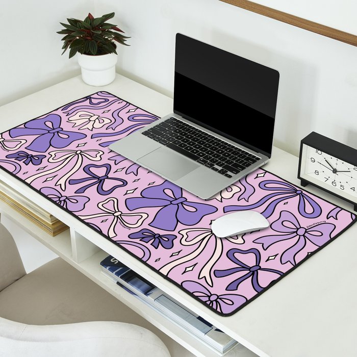 Purple Bow Print Desk Mat Gallery Image 2