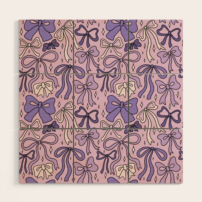 Purple Bow Print Wood Wall Art Gallery Image 1