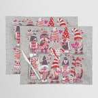 I gnome you more // grey background red and pink Valentine's Day gnomes and motifs Placemat Gallery Image 1