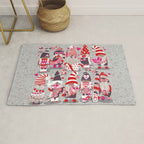 I gnome you more // grey background red and pink Valentine's Day gnomes and motifs Rug Gallery Image 1