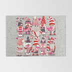 I gnome you more // grey background red and pink Valentine's Day gnomes and motifs Rug Gallery Image 2
