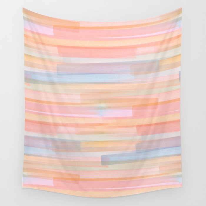 Abstract Watercolor Waves in Peach Sunrise Wall Tapestry Gallery Image 4
