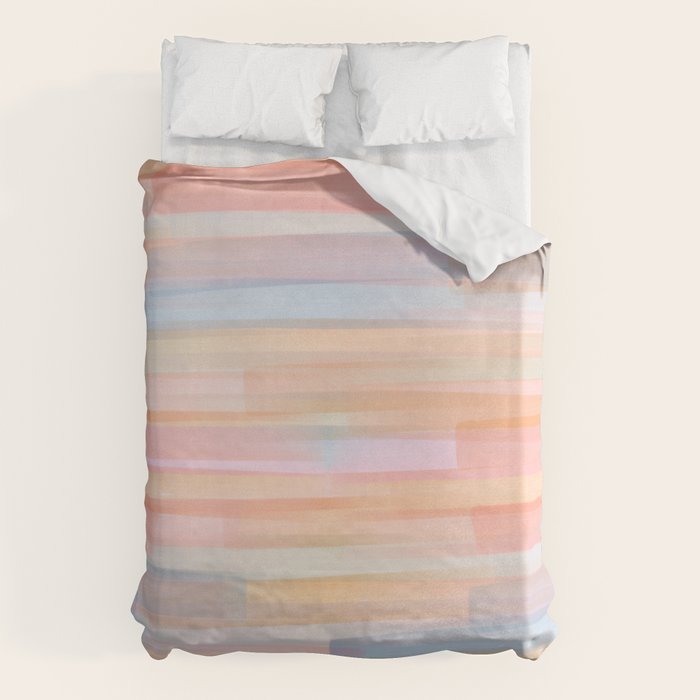 Abstract Watercolor Waves in Peach Sunrise Duvet Cover Gallery Image 1