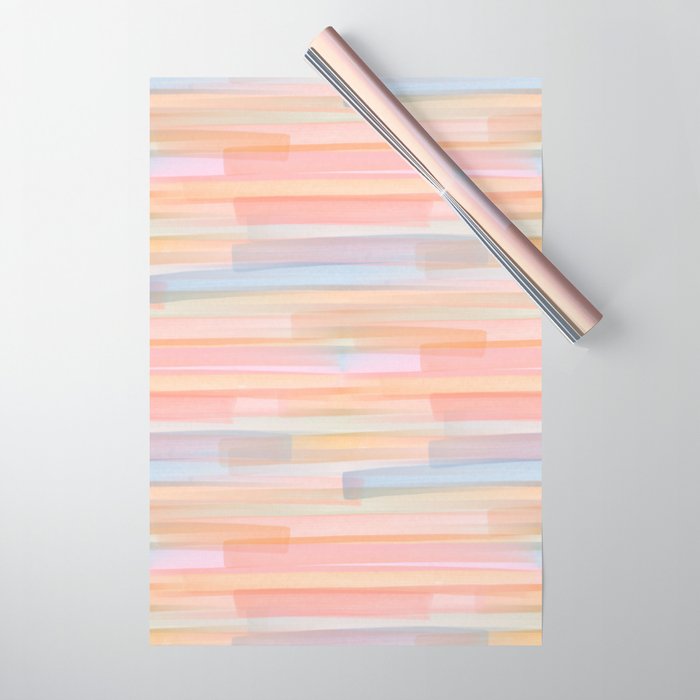 Abstract Watercolor Waves in Peach Sunrise Wrapping Paper Gallery Image 1