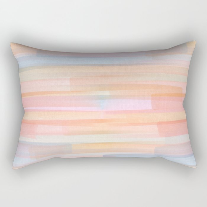 Abstract Watercolor Waves in Peach Sunrise Rectangular Pillow Gallery Image 2
