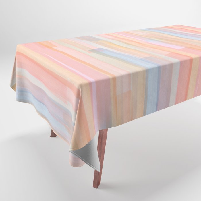 Abstract Watercolor Waves in Peach Sunrise Tablecloth Gallery Image 1