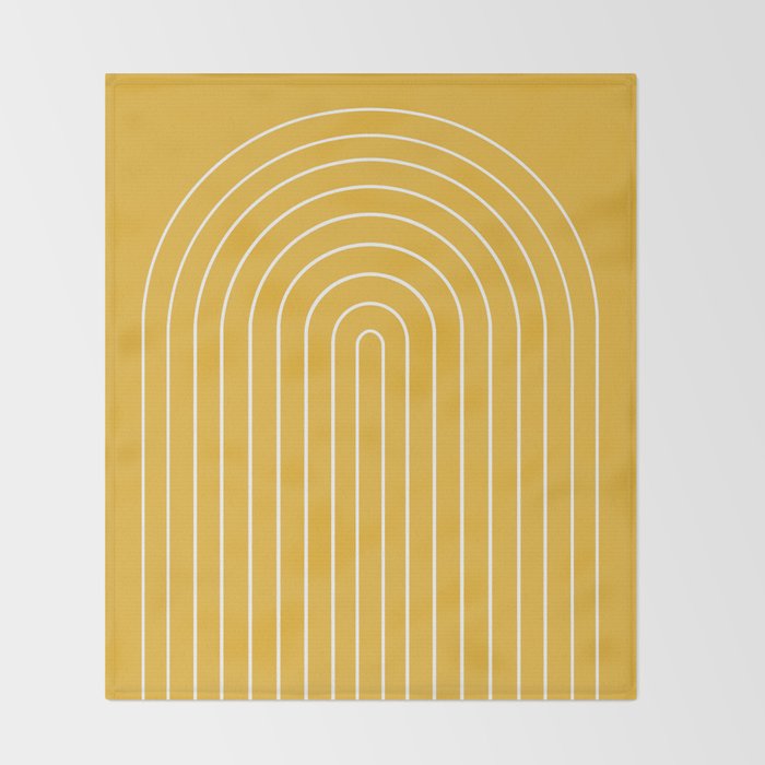 Minimal Arch IX Golden Yellow Modern Geometric Lines Throw Blanket Gallery Image 2