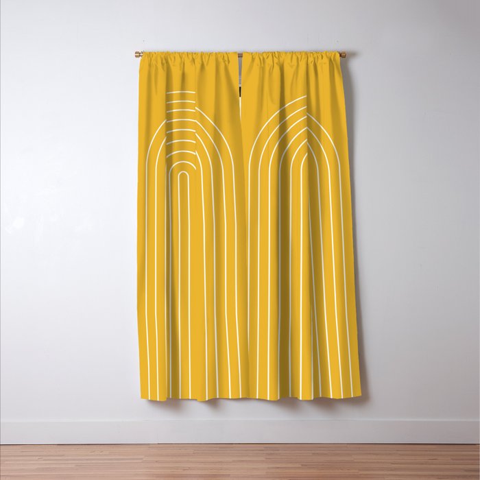 Minimal Arch IX Golden Yellow Modern Geometric Lines Window Curtain Gallery Image 3