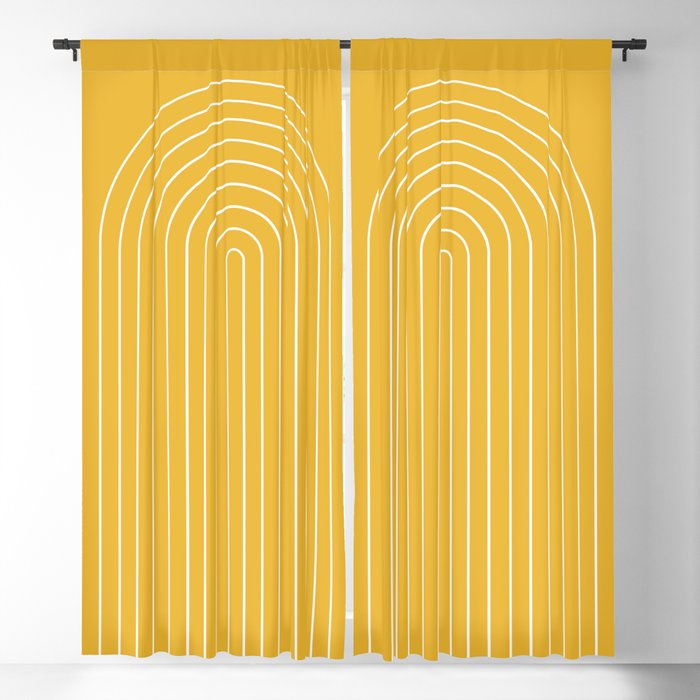 Minimal Arch IX Golden Yellow Modern Geometric Lines Window Curtain Gallery Image 5