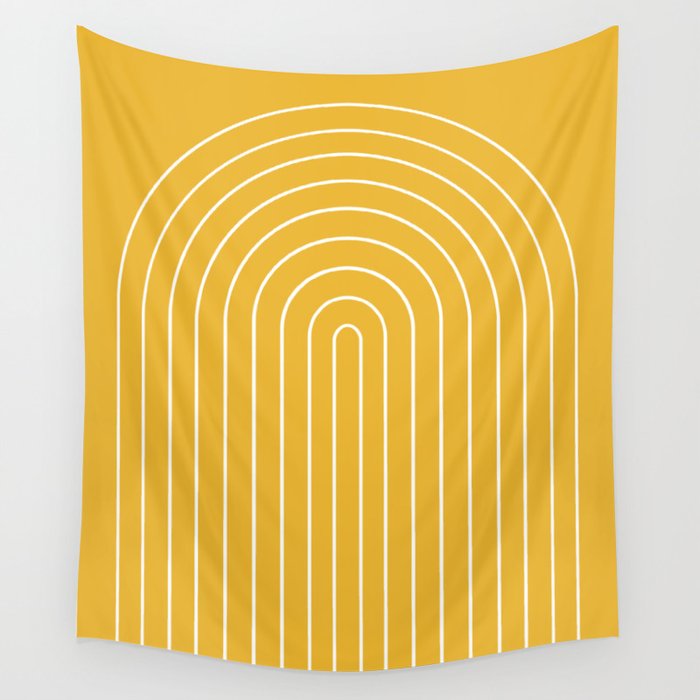 Minimal Arch IX Golden Yellow Modern Geometric Lines Wall Tapestry Gallery Image 4