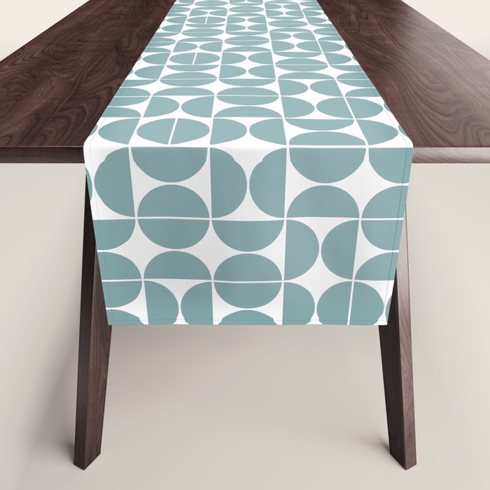 Mid Century Modern Geometric 04 Glass Blue Table Runner Gallery Image 1