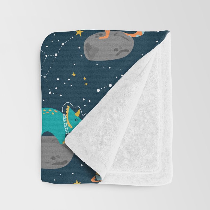 Dinosaurs Floating on an Asteroid Throw Blanket Gallery Image 3