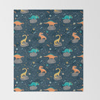Dinosaurs Floating on an Asteroid Throw Blanket Gallery Image 2