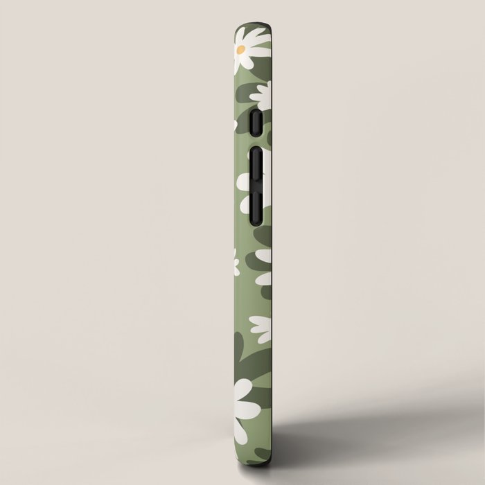 Flower Market London, Retro Daisies  Print, Green Ditsy Pattern iPhone Case Gallery Image 2