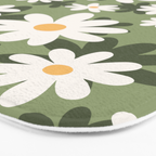 Flower Market London, Retro Daisies  Print, Green Ditsy Pattern Bath Mat Gallery Image 3