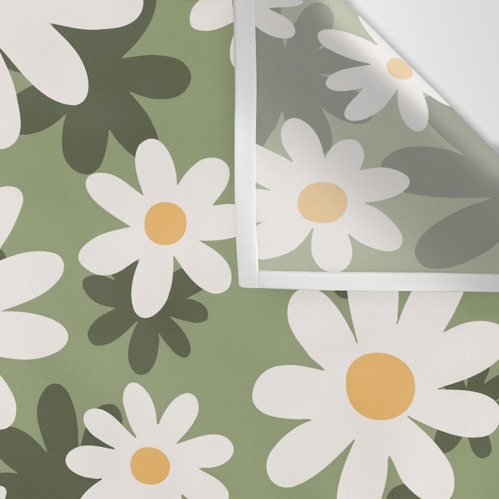 Flower Market London, Retro Daisies  Print, Green Ditsy Pattern Wall Tapestry Gallery Image 3