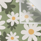 Flower Market London, Retro Daisies  Print, Green Ditsy Pattern Wall Tapestry Gallery Image 3