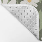 Flower Market London, Retro Daisies  Print, Green Ditsy Pattern Bath Mat Gallery Image 2
