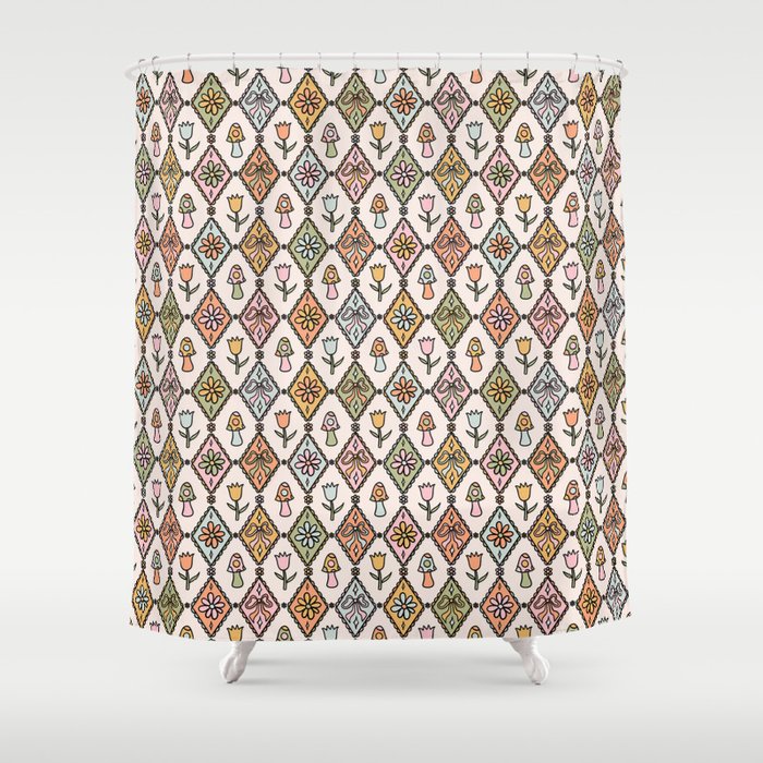 Spring Diamond Print Shower Curtain Gallery Image 1