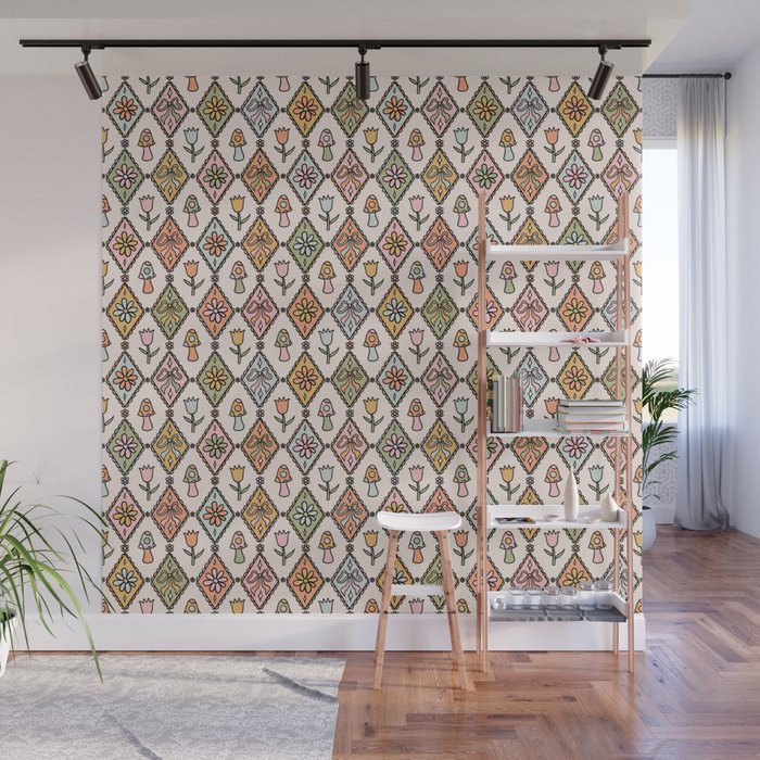 Spring Diamond Print Wall Mural Gallery Image 1