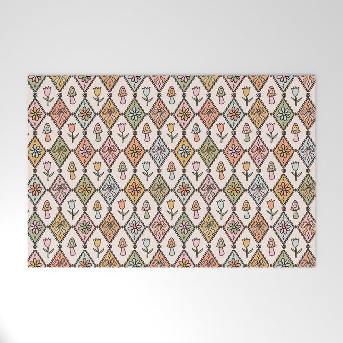 Spring Diamond Print Welcome Mat Gallery Image 1