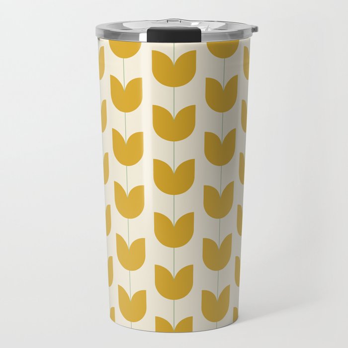 Spring Tulips II Yellow Mid Century Flowers Travel Mug Gallery Image 1
