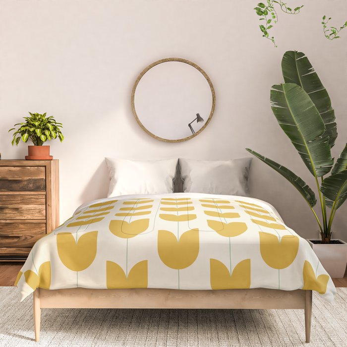 Spring Tulips II Yellow Mid Century Flowers Comforter Gallery Image 3