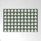 Clovers XXXIX Dark Green Botanical Pattern Welcome Mat Gallery Image 1