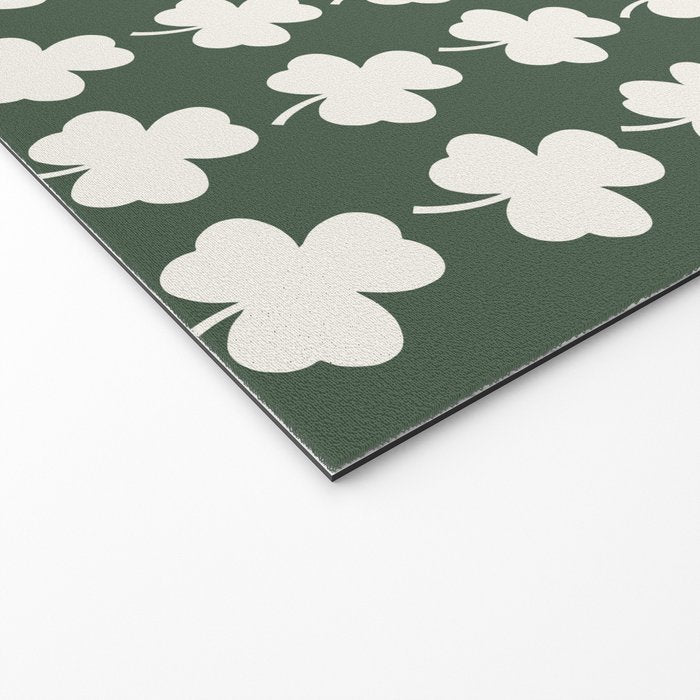 Clovers XXXIX Dark Green Botanical Pattern Welcome Mat Gallery Image 2