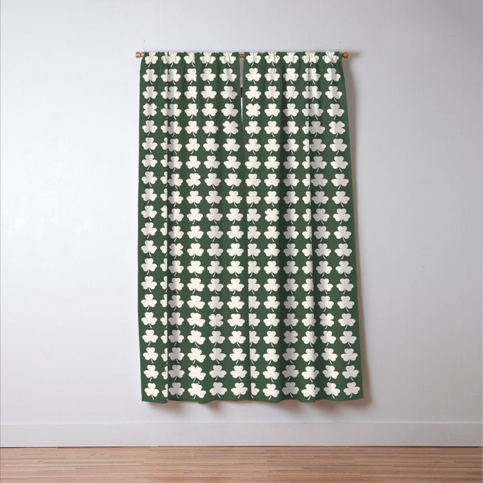 Clovers XXXIX Dark Green Botanical Pattern Window Curtain Gallery Image 3
