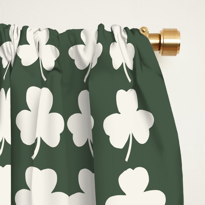 Clovers XXXIX Dark Green Botanical Pattern Window Curtain Gallery Image 2