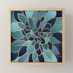 Festive, Floral Prints, Navy Blue, Teal and Gold Mini Art Print Gallery Image 1