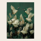 Japanese Poster Heron chinoiserie Print Bird Wall Art asian Japandi Wall Art sage green Painting Poster Gallery Image 4