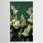 Japanese Poster Heron chinoiserie Print Bird Wall Art asian Japandi Wall Art sage green Painting Tablecloth Gallery Image 2