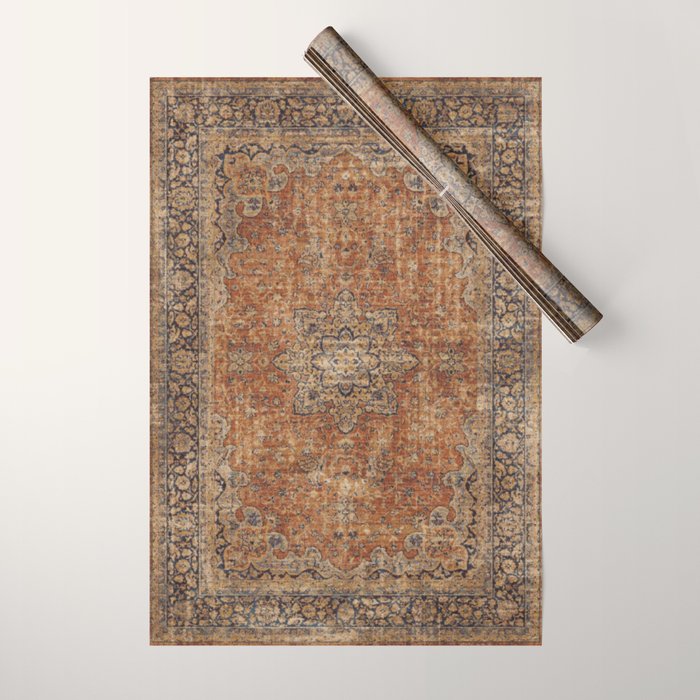 mustard antique rug Wrapping Paper Gallery Image 1