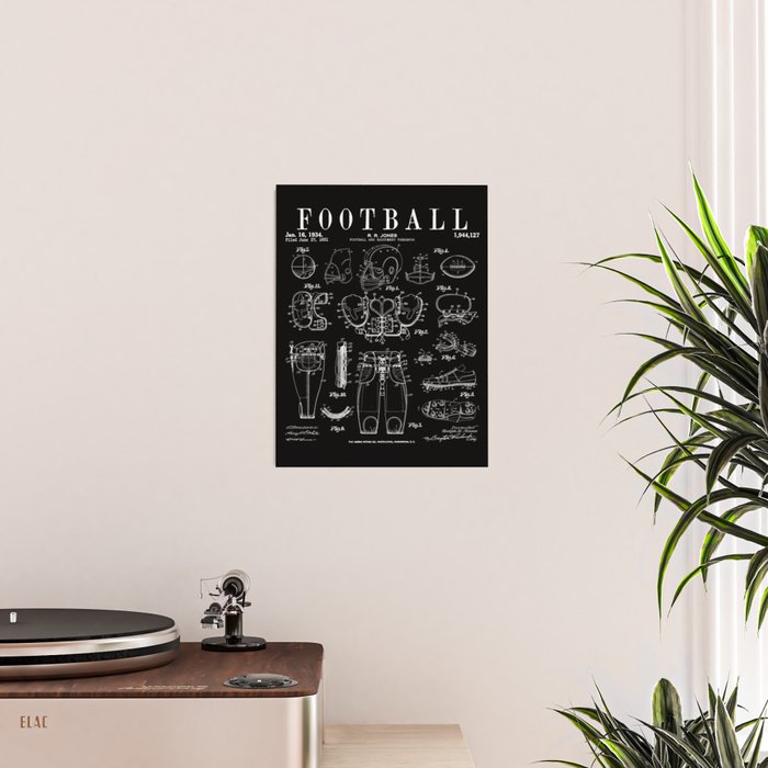 American Football Old Vintage Patent Drawing Print Poster Gallery Image 2