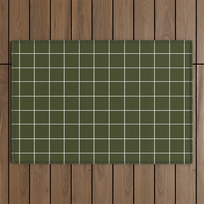 Grid (Olive Green) Outdoor Rug – Society6