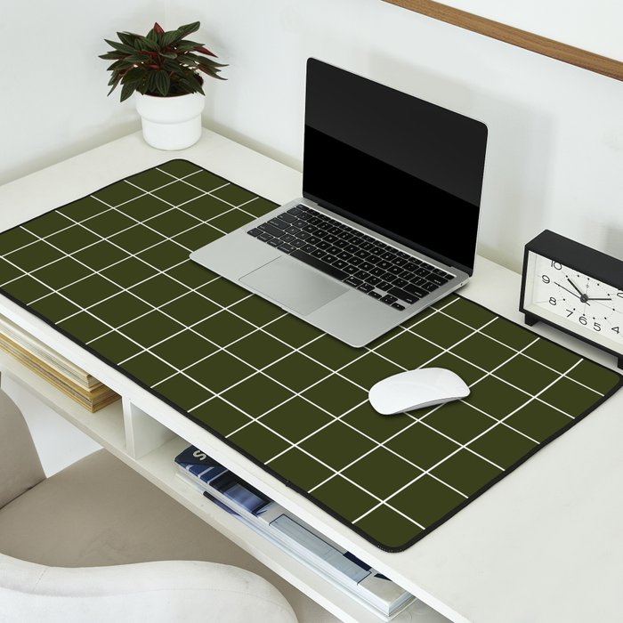 Grid (Olive Green) Desk Mat Gallery Image 2