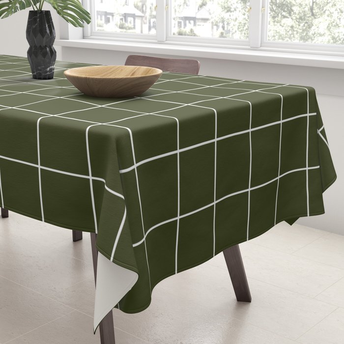 Grid (Olive Green) Tablecloth Gallery Image 3